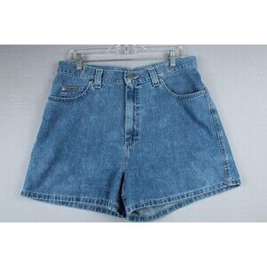 Vintage Riveted by Lee Medium Washed Denim Jean Shorts 14 Buckle Adjust Waist